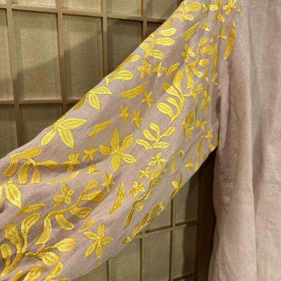 Voyageur by Mersea Palermo Embroidered Blouse Linen Top Women Size M Boho Floral - Picture 9 of 15